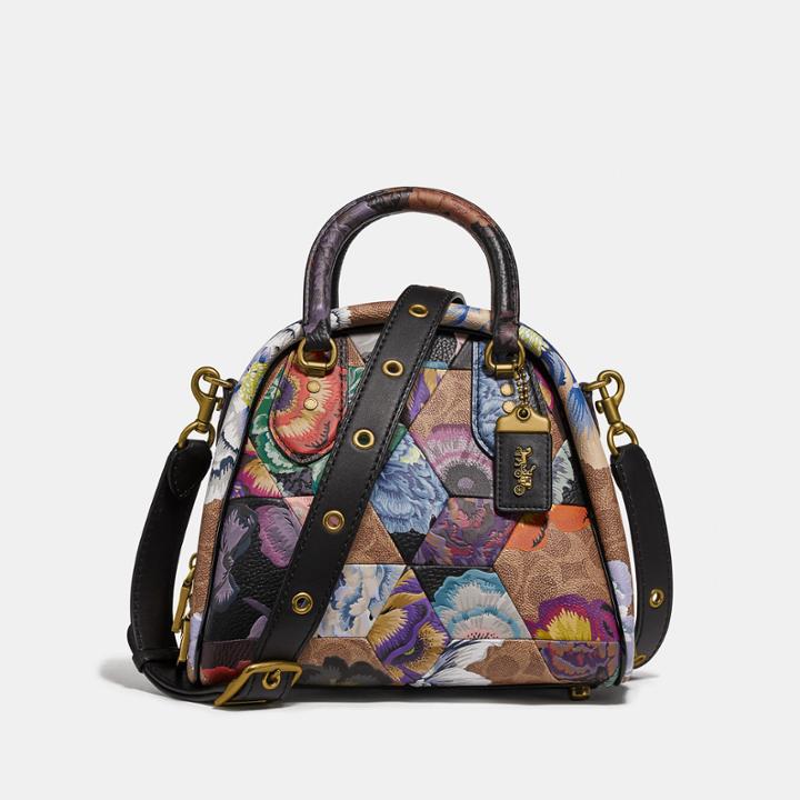 Coach Marleigh Satchel In Signature Canvas With Patchwork Kaffe Fassett Print
