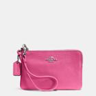 Coach Embossed Small Corner Zip Wristlet In Leather