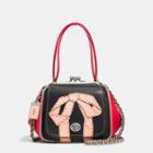Coach Kisslock Frame Bag 26 In Very Natural Glovetanned Leather With Bow Applique