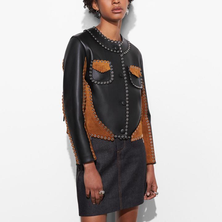Coach Cropped Jacket With Western Eyelets