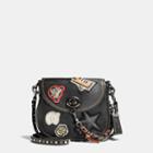 Coach Varsity Patch Turnlock Saddle Bag 17 In Glovetanned Leather