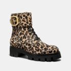 Coach Lucy Lace Up Bootie With Leopard Print