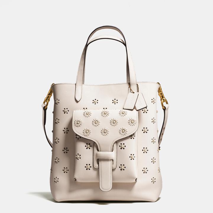 Coach Pocket Tote In Glovetanned Leather With Whipstitch Eyelet