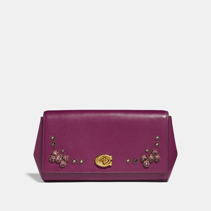 Coach Alexa Turnlock Clutch With Crystal Applique
