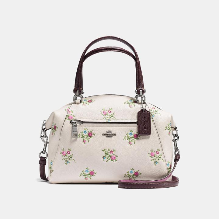 Coach Prairie Satchel With Cross Stitch Floral Print