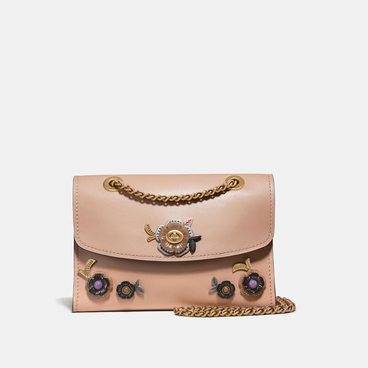 Coach Parker Shoulder Bag With Allover Tea Rose Stones