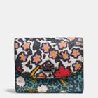 Coach Double Flap Small Wallet In Mixed Yankee Floral Print Canvas