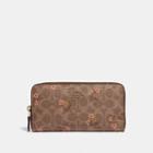 Coach Accordion Zip Wallet In Signature Canvas With Floral Bow Print