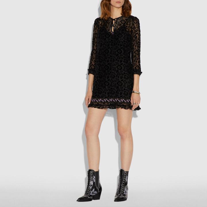 Coach Deco Print Dress With Necktie