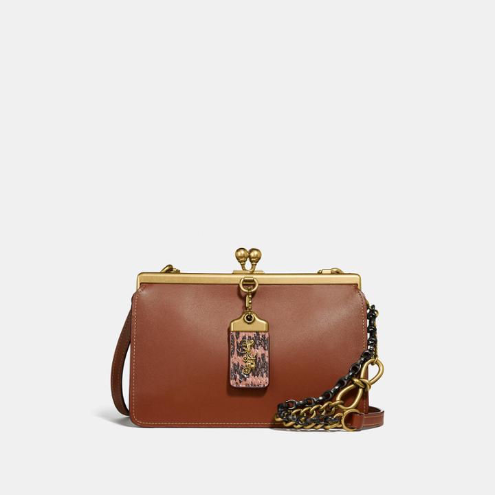 Coach Double Frame Bag 19 With Snakeskin Detail