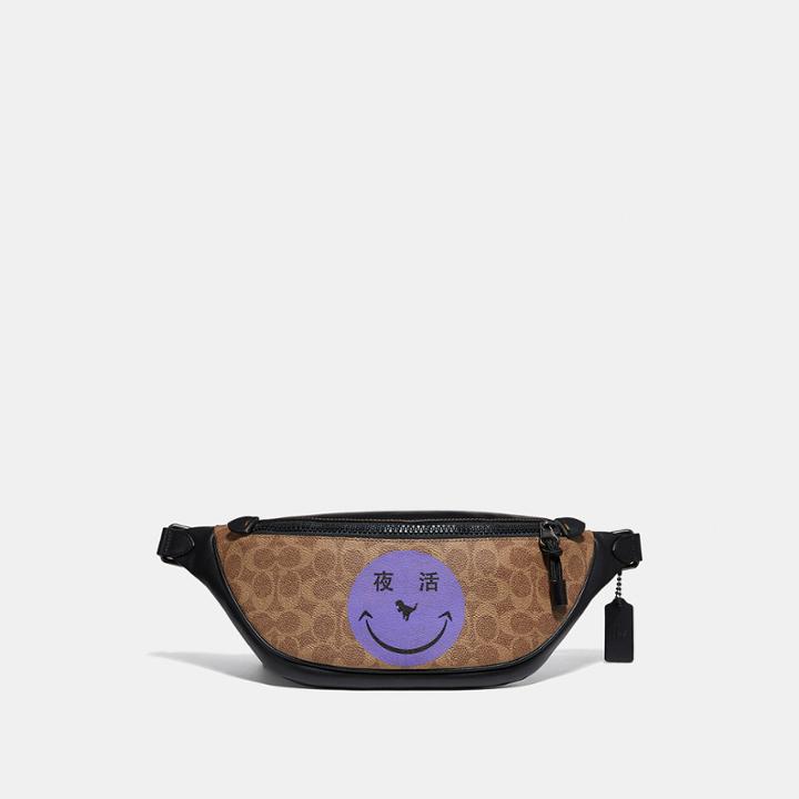 Coach Rivington Belt Bag In Signature Canvas With Rexy By Yeti Out