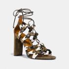 Coach Lace Up Heel Sandal With Link