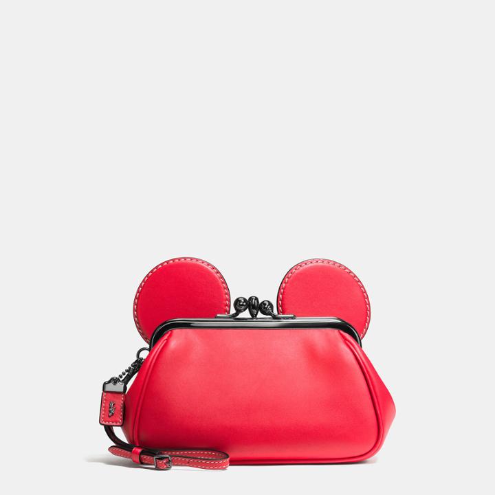 Coach Mickey Kisslock Wristlet In Smooth Leather - Disney