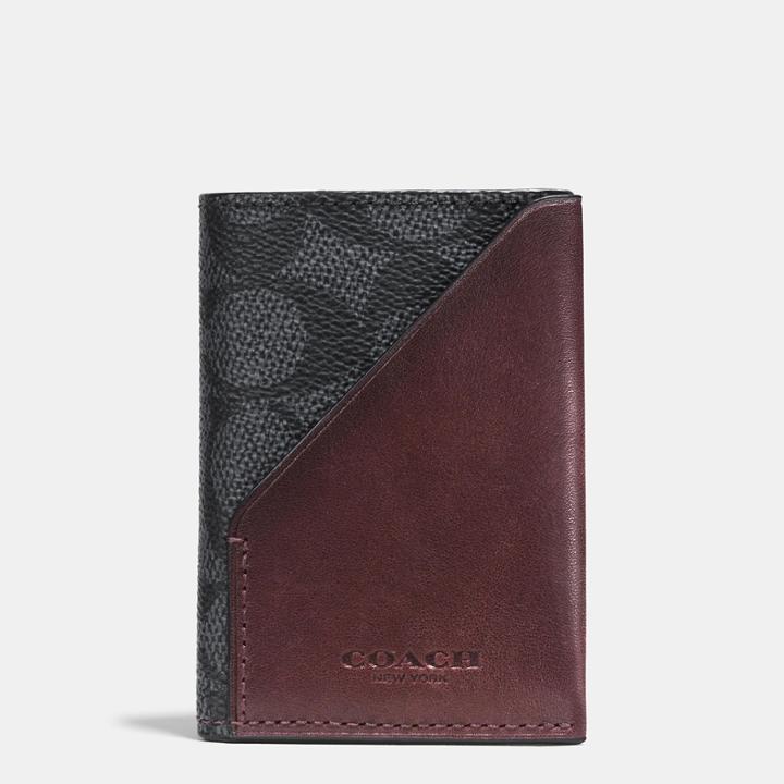 Coach Slim Card Wallet In Signature Coated Canvas