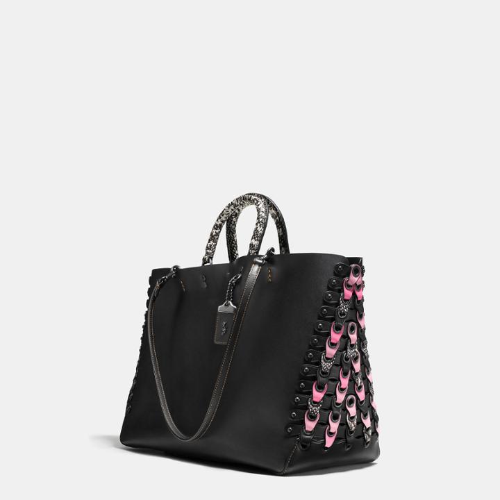 Coach Rogue Tote With Exotic Link Leather Detail