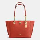 Coach Turnlock Chain Tote 27 In Polished Pebble Leather