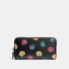 Coach Accordion Zip Wallet In Polished Pebble Leather With Rainbow Rose Print