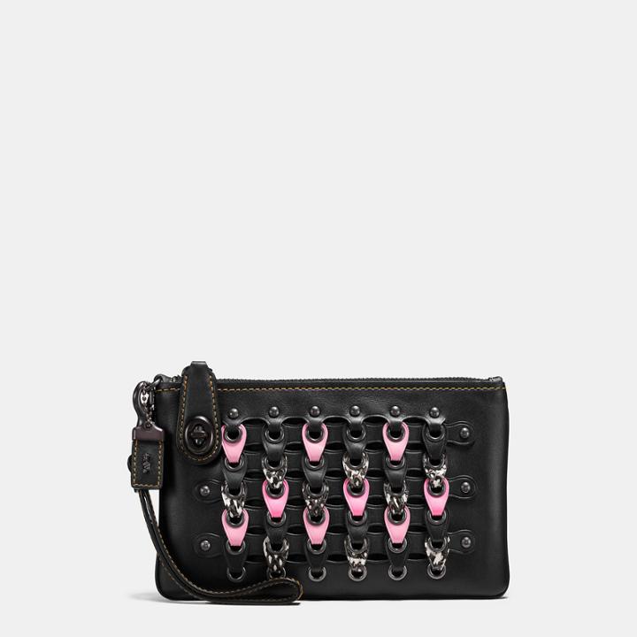 Coach Turnlock Wristlet 21 In Exotic Link Leather