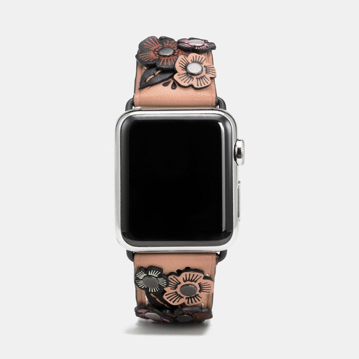 Coach Apple Watch Tea Rose Applique Leather Strap