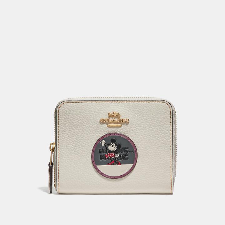 Coach Boxed Minnie Mouse Small Zip Around Wallet With Patches