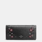 Coach Slim Wallet In Polished Pebble Leather With Willow Floral