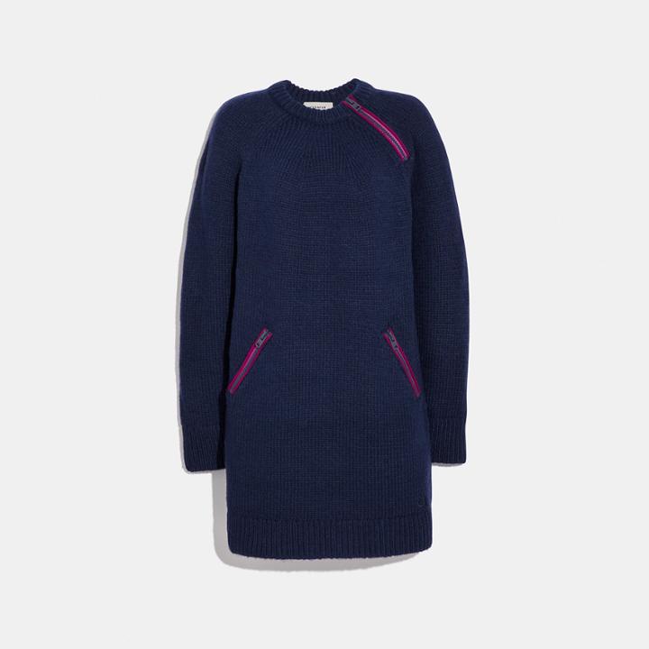 Coach Crewneck Sweater Dress With Zips