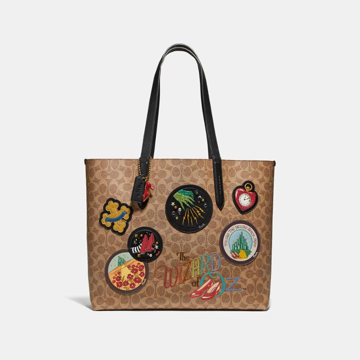 Coach Wizard Of Oz Highline Tote In Signature Canvas With Patches
