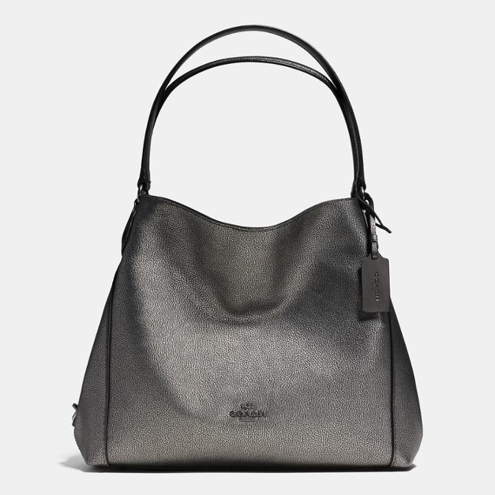 Coach Edie Shoulder Bag 31 In Metallic Pebble Leather