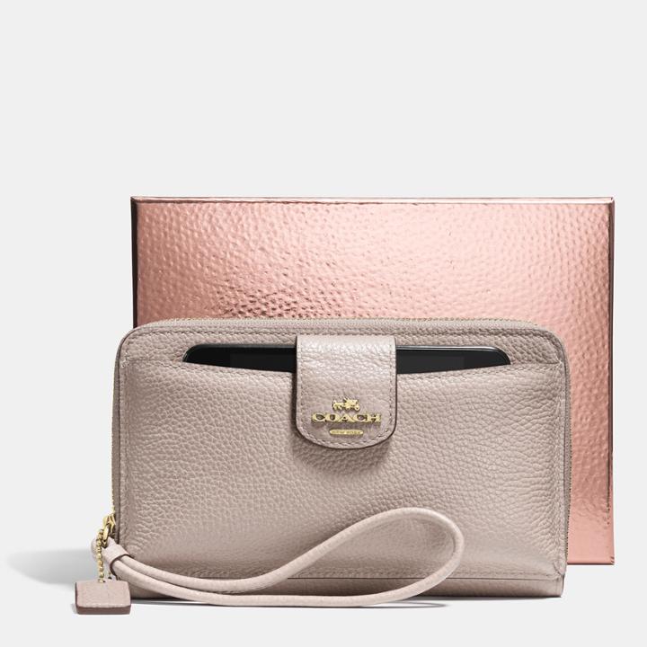 Coach Universal Wallet With Phone Pocket In Pebble Leather