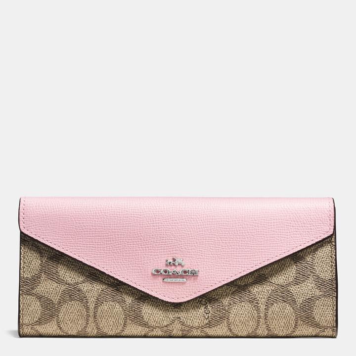 Coach Soft Wallet In Colorblock Signature Coated Canvas