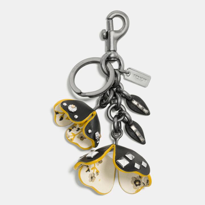 Coach Floral Printed Leather Tea Rose Bag Charm