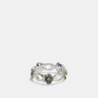 Coach Sterling Silver Ditsy Willow Floral Ring