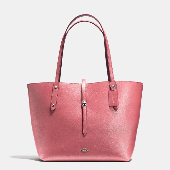 Coach Market Tote In Glitter Rose Polished Pebble Leather