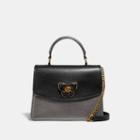 Coach Parker Top Handle With Butterfly Turnlock And Snakeskin Detail