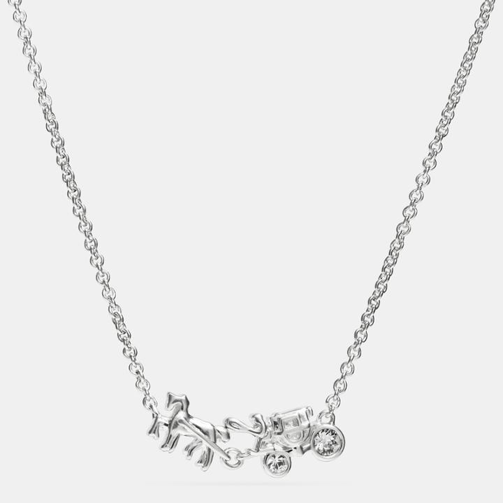 Coach Sterling Pave Horse And Carriage Necklace