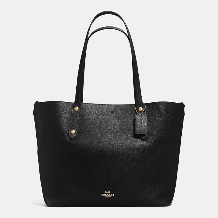 Coach Large Market Tote In Polished Pebble Leather