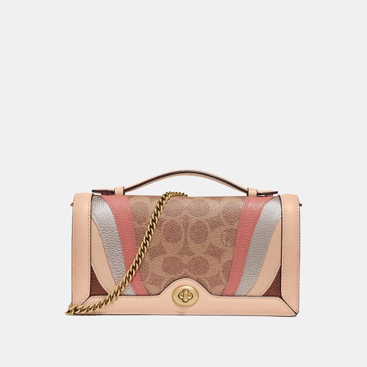 Coach Riley Chain Clutch In Signature Canvas With Wave Patchwork