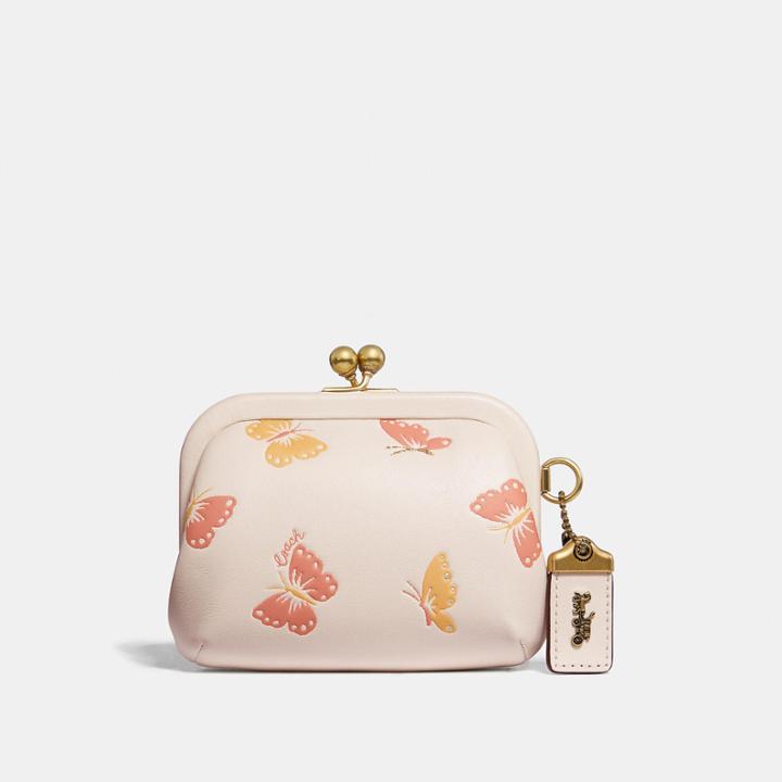 Coach Kisslock Coin Purse With Butterfly Print