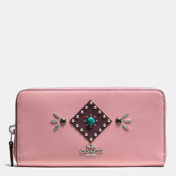 Coach Western Rivets Accordion Zip Wallet In Glovetanned Leather