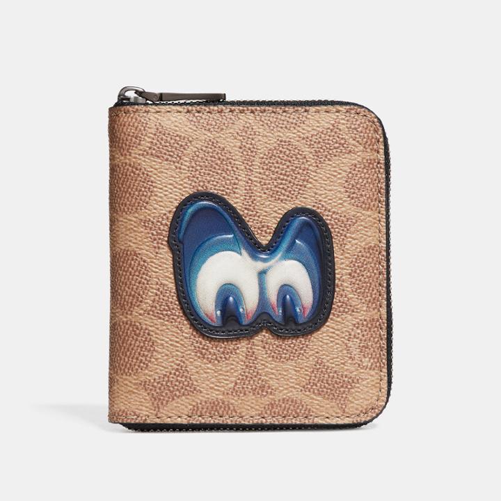 Coach Disney X Coach Small Zip Around Wallet In Signature With Patch