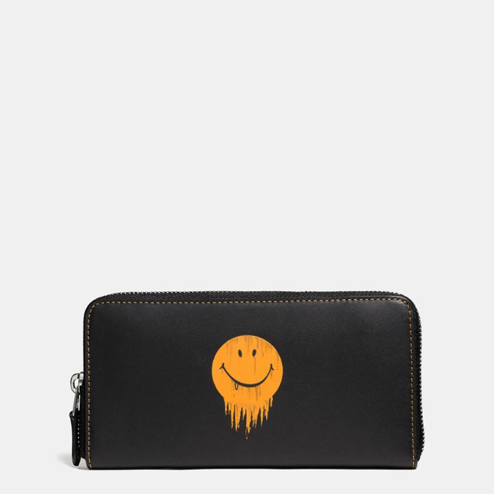 Coach Accordion Wallet In Glovetanned Leather With Gnarly Face Print