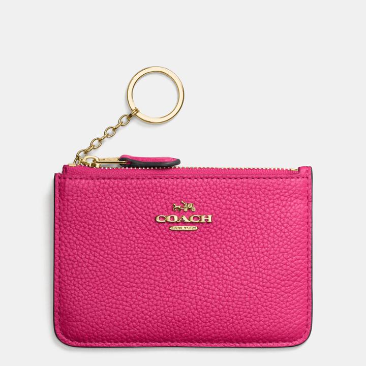 Coach Key Pouch In Polished Pebble Leather