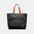 Coach Academy Tote In Signature Canvas With Wild Beast Print