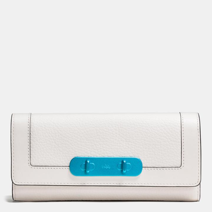 Coach Swagger Slim Envelope Wallet With Carabiner Hardware In Pebble Leather
