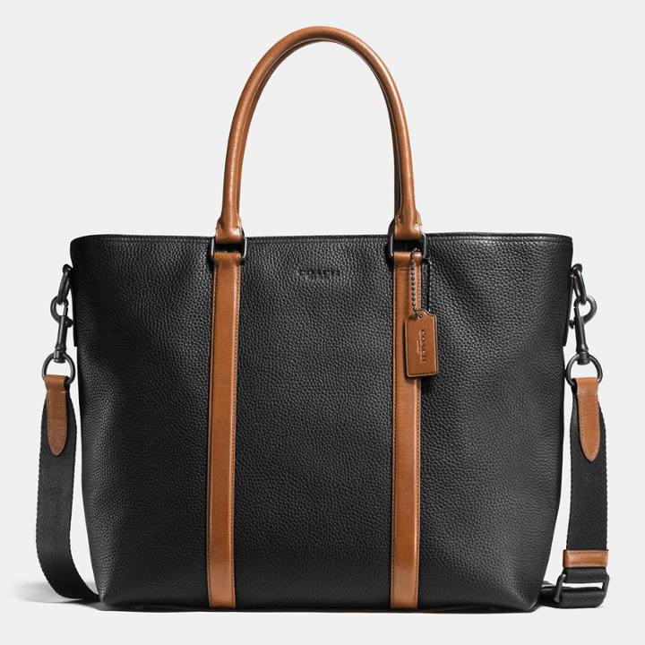 Coach Metropolitan Tote In Material Block Leather