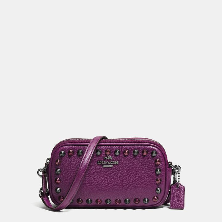 Coach Outline Studs Crossbody Pouch In Pebble Leather