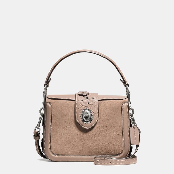 Coach Page Crossbody In Glovetanned Leather With Painted Tea Rose Tooling