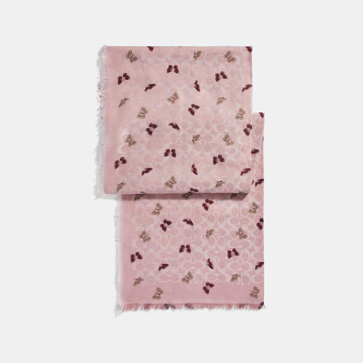 Coach Signature Butterfly Print Oblong Scarf