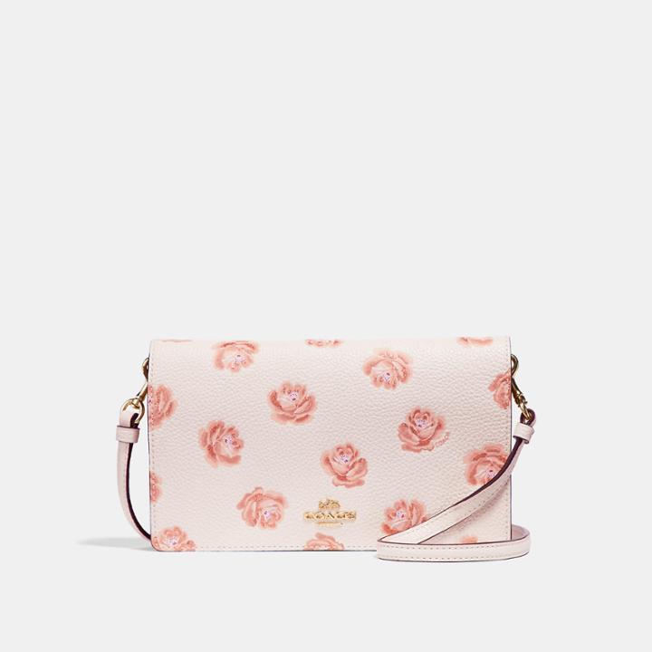 Coach Foldover Crossbody Clutch With Rose Print