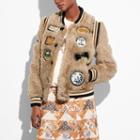 Coach Shearling Varsity Jacket With Patches